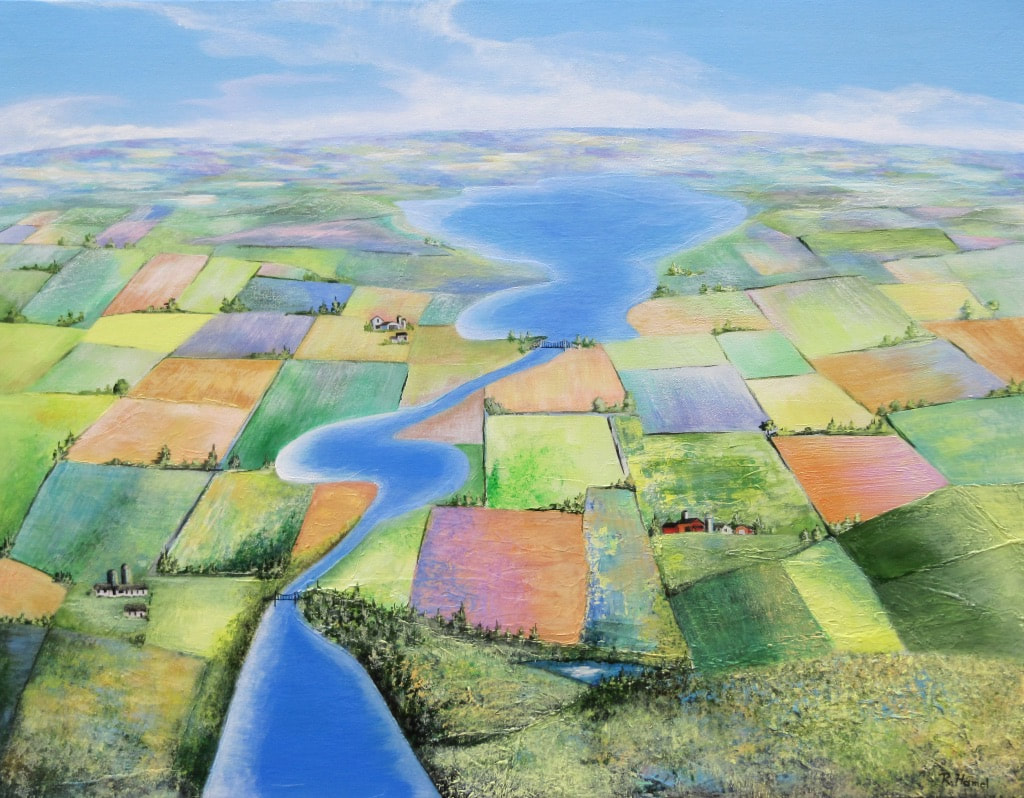 Clear Day for a Summer Fly-Over - Acrylic painting by Robin Hamel 