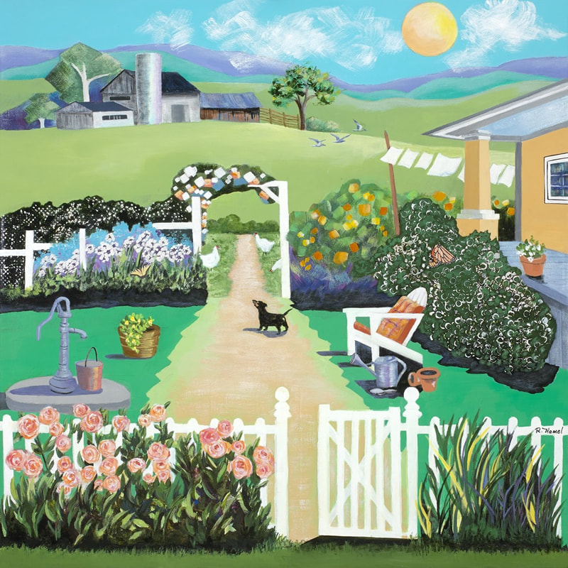 "Country Garden" - Acrylic painting by Robin Hamel 